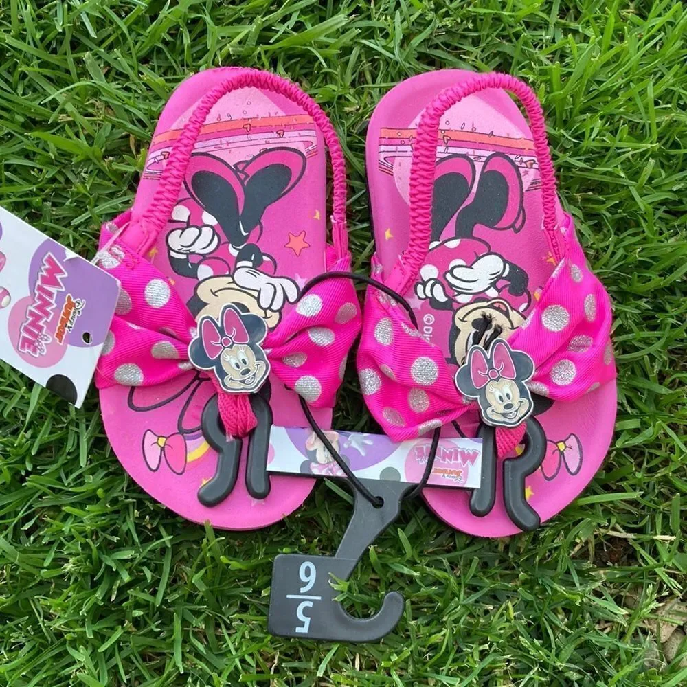 Baby Girls Disney Minnie Mouse Flip Flops Sandals Shoes Size 5/6